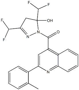 [3,5-bis(difluoromethyl)-5-hydroxy-4H-pyrazol-1-yl]-[2-(2-methylphenyl)quinolin-4-yl]methanone Struktur