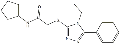 N-cyclopentyl-2-[(4-ethyl-5-phenyl-1,2,4-triazol-3-yl)sulfanyl]acetamide Struktur