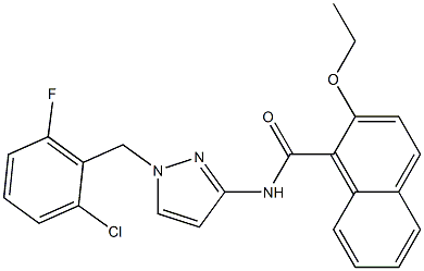 N-[1-[(2-chloro-6-fluorophenyl)methyl]pyrazol-3-yl]-2-ethoxynaphthalene-1-carboxamide Struktur