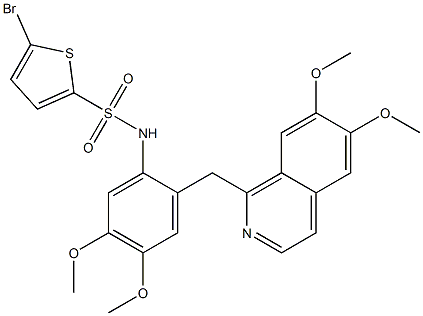 5-bromo-N-[2-[(6,7-dimethoxyisoquinolin-1-yl)methyl]-4,5-dimethoxyphenyl]thiophene-2-sulfonamide Struktur