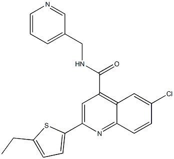 6-chloro-2-(5-ethylthiophen-2-yl)-N-(pyridin-3-ylmethyl)quinoline-4-carboxamide Struktur