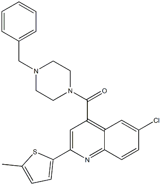 (4-benzylpiperazin-1-yl)-[6-chloro-2-(5-methylthiophen-2-yl)quinolin-4-yl]methanone Struktur