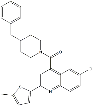 (4-benzylpiperidin-1-yl)-[6-chloro-2-(5-methylthiophen-2-yl)quinolin-4-yl]methanone Struktur