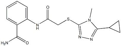 2-[[2-[(5-cyclopropyl-4-methyl-1,2,4-triazol-3-yl)sulfanyl]acetyl]amino]benzamide Struktur