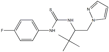 1-(3,3-dimethyl-1-pyrazol-1-ylbutan-2-yl)-3-(4-fluorophenyl)thiourea Struktur