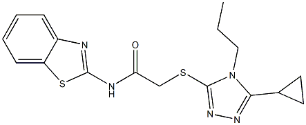 N-(1,3-benzothiazol-2-yl)-2-[(5-cyclopropyl-4-propyl-1,2,4-triazol-3-yl)sulfanyl]acetamide Struktur