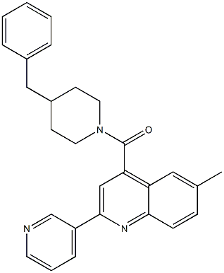 (4-benzylpiperidin-1-yl)-(6-methyl-2-pyridin-3-ylquinolin-4-yl)methanone Struktur