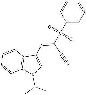 (E)-2-(benzenesulfonyl)-3-(1-propan-2-ylindol-3-yl)prop-2-enenitrile Struktur