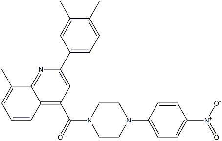 [2-(3,4-dimethylphenyl)-8-methylquinolin-4-yl]-[4-(4-nitrophenyl)piperazin-1-yl]methanone Struktur