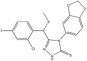 4-(1,3-benzodioxol-5-yl)-3-[(2-chloro-4-fluorophenyl)methylsulfanylmethyl]-1H-1,2,4-triazole-5-thione Struktur