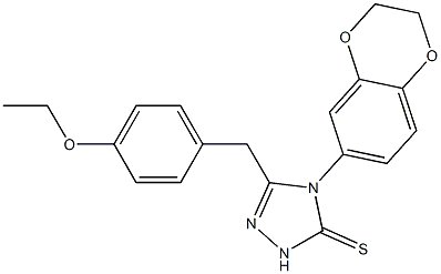 4-(2,3-dihydro-1,4-benzodioxin-6-yl)-3-[(4-ethoxyphenyl)methyl]-1H-1,2,4-triazole-5-thione Struktur