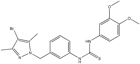 1-[3-[(4-bromo-3,5-dimethylpyrazol-1-yl)methyl]phenyl]-3-(3,4-dimethoxyphenyl)thiourea Struktur