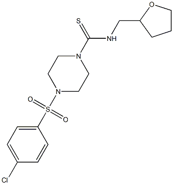 4-(4-chlorophenyl)sulfonyl-N-(oxolan-2-ylmethyl)piperazine-1-carbothioamide Struktur