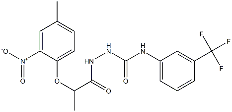 1-[2-(4-methyl-2-nitrophenoxy)propanoylamino]-3-[3-(trifluoromethyl)phenyl]urea Struktur