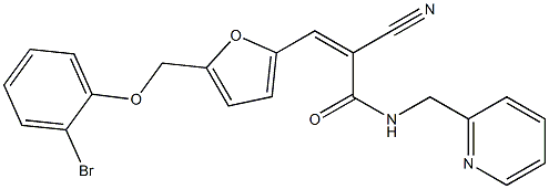 (Z)-3-[5-[(2-bromophenoxy)methyl]furan-2-yl]-2-cyano-N-(pyridin-2-ylmethyl)prop-2-enamide Struktur