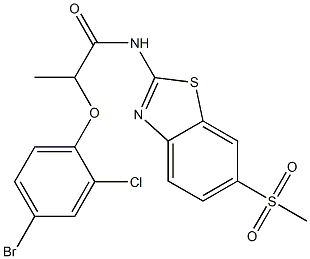 2-(4-bromo-2-chlorophenoxy)-N-(6-methylsulfonyl-1,3-benzothiazol-2-yl)propanamide Struktur