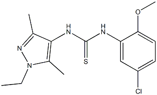 1-(5-chloro-2-methoxyphenyl)-3-(1-ethyl-3,5-dimethylpyrazol-4-yl)thiourea Struktur