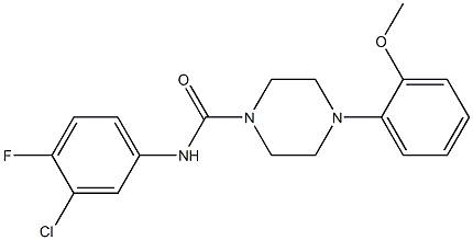 N-(3-chloro-4-fluorophenyl)-4-(2-methoxyphenyl)piperazine-1-carboxamide Struktur