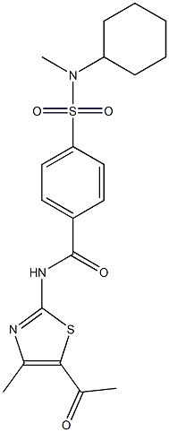 N-(5-acetyl-4-methyl-1,3-thiazol-2-yl)-4-[cyclohexyl(methyl)sulfamoyl]benzamide Struktur