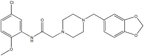 2-[4-(1,3-benzodioxol-5-ylmethyl)piperazin-1-yl]-N-(5-chloro-2-methoxyphenyl)acetamide Struktur