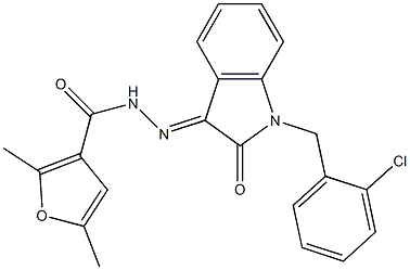 N-[(E)-[1-[(2-chlorophenyl)methyl]-2-oxoindol-3-ylidene]amino]-2,5-dimethylfuran-3-carboxamide Struktur