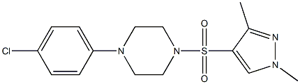 1-(4-chlorophenyl)-4-(1,3-dimethylpyrazol-4-yl)sulfonylpiperazine Struktur