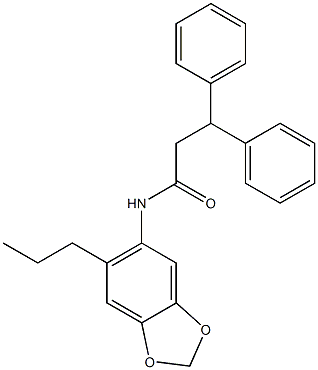 3,3-diphenyl-N-(6-propyl-1,3-benzodioxol-5-yl)propanamide Struktur