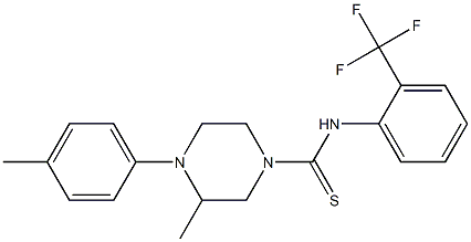 3-methyl-4-(4-methylphenyl)-N-[2-(trifluoromethyl)phenyl]piperazine-1-carbothioamide Struktur