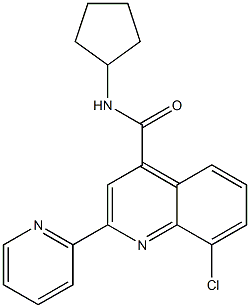 8-chloro-N-cyclopentyl-2-pyridin-2-ylquinoline-4-carboxamide Struktur