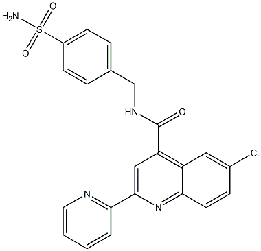 6-chloro-2-pyridin-2-yl-N-[(4-sulfamoylphenyl)methyl]quinoline-4-carboxamide Struktur