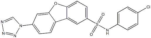 N-(4-chlorophenyl)-7-(tetrazol-1-yl)dibenzofuran-2-sulfonamide Struktur