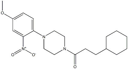 3-cyclohexyl-1-[4-(4-methoxy-2-nitrophenyl)piperazin-1-yl]propan-1-one Struktur