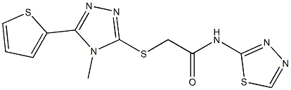 2-[(4-methyl-5-thiophen-2-yl-1,2,4-triazol-3-yl)sulfanyl]-N-(1,3,4-thiadiazol-2-yl)acetamide Struktur