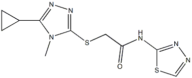 2-[(5-cyclopropyl-4-methyl-1,2,4-triazol-3-yl)sulfanyl]-N-(1,3,4-thiadiazol-2-yl)acetamide Struktur