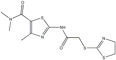 2-[[2-(4,5-dihydro-1,3-thiazol-2-ylsulfanyl)acetyl]amino]-N,N,4-trimethyl-1,3-thiazole-5-carboxamide Struktur