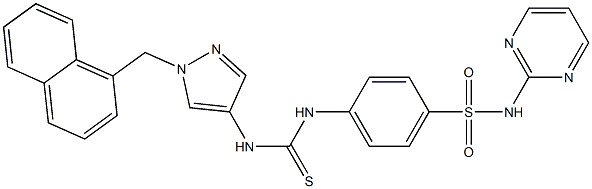 1-[1-(naphthalen-1-ylmethyl)pyrazol-4-yl]-3-[4-(pyrimidin-2-ylsulfamoyl)phenyl]thiourea Struktur