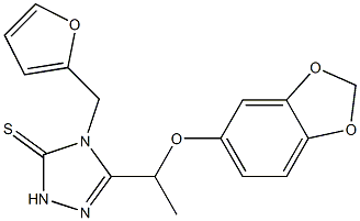 3-[1-(1,3-benzodioxol-5-yloxy)ethyl]-4-(furan-2-ylmethyl)-1H-1,2,4-triazole-5-thione Struktur