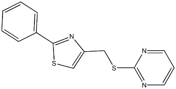 2-phenyl-4-(pyrimidin-2-ylsulfanylmethyl)-1,3-thiazole Struktur