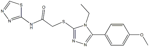 2-[[4-ethyl-5-(4-methoxyphenyl)-1,2,4-triazol-3-yl]sulfanyl]-N-(1,3,4-thiadiazol-2-yl)acetamide Struktur