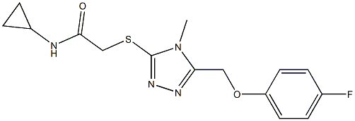 N-cyclopropyl-2-[[5-[(4-fluorophenoxy)methyl]-4-methyl-1,2,4-triazol-3-yl]sulfanyl]acetamide Struktur