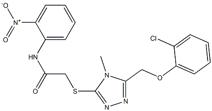 2-[[5-[(2-chlorophenoxy)methyl]-4-methyl-1,2,4-triazol-3-yl]sulfanyl]-N-(2-nitrophenyl)acetamide Struktur