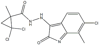 2,2-dichloro-N'-(6-chloro-7-methyl-2-oxoindol-3-yl)-1-methylcyclopropane-1-carbohydrazide Struktur