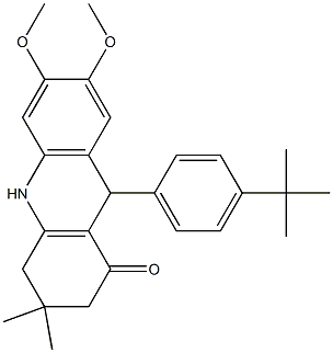 9-(4-tert-butylphenyl)-6,7-dimethoxy-3,3-dimethyl-2,4,9,10-tetrahydroacridin-1-one Struktur