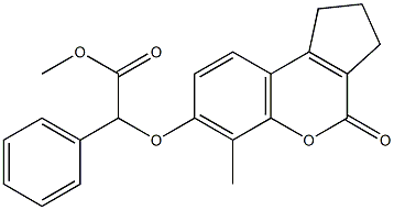 methyl 2-[(6-methyl-4-oxo-2,3-dihydro-1H-cyclopenta[c]chromen-7-yl)oxy]-2-phenylacetate Struktur