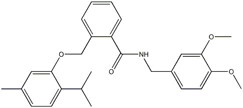 N-[(3,4-dimethoxyphenyl)methyl]-2-[(5-methyl-2-propan-2-ylphenoxy)methyl]benzamide Struktur