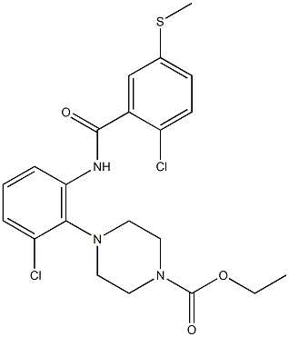 ethyl 4-[2-chloro-6-[(2-chloro-5-methylsulfanylbenzoyl)amino]phenyl]piperazine-1-carboxylate Struktur