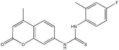 1-(4-fluoro-2-methylphenyl)-3-(4-methyl-2-oxochromen-7-yl)thiourea Struktur