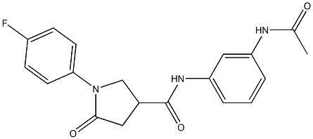 N-(3-acetamidophenyl)-1-(4-fluorophenyl)-5-oxopyrrolidine-3-carboxamide Struktur