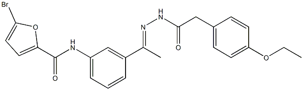 5-bromo-N-[3-[(E)-N-[[2-(4-ethoxyphenyl)acetyl]amino]-C-methylcarbonimidoyl]phenyl]furan-2-carboxamide Struktur