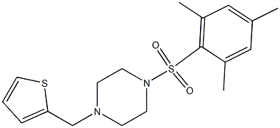 1-(thiophen-2-ylmethyl)-4-(2,4,6-trimethylphenyl)sulfonylpiperazine Struktur